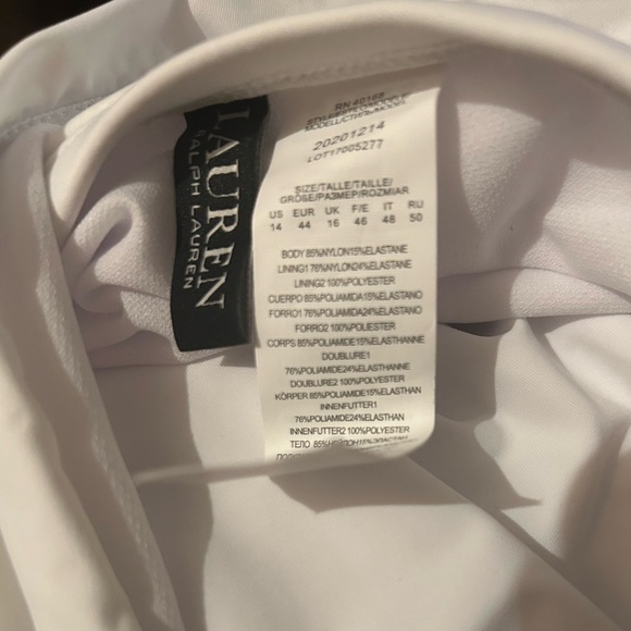 Lauren Ralph Lauren White Halter Side Tie Tummy Control One-Piece Swimsuit - Picture 7 of 8